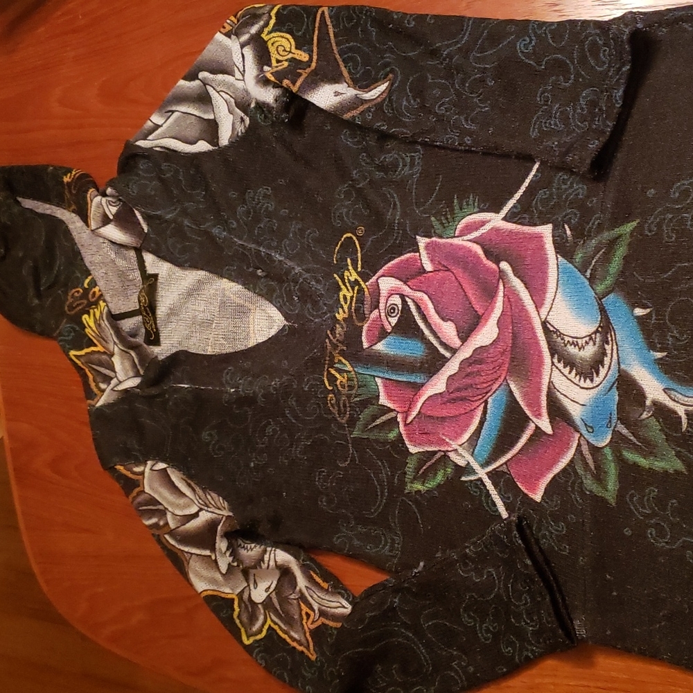 Airbrush tattoo inspired crepe hoodie Ed Hardy by Christian Audigier